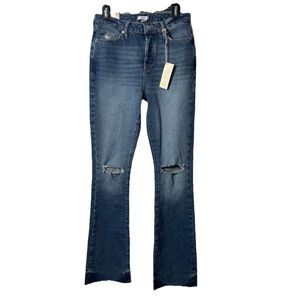 Forever 21 Denim Medium Washed Midrise Slimfit Bootcut Leg Sz 27 Distressed New